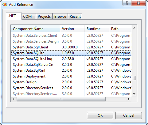 SQLite в .NET